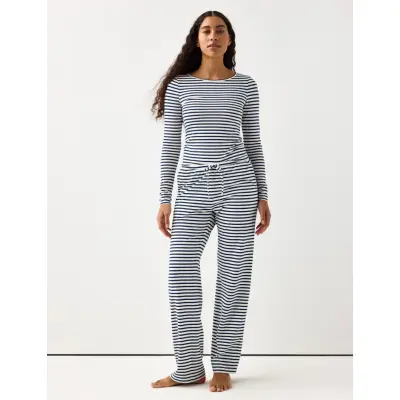 Lindex Trousers Pyjama Jersey Wide Le - White - S