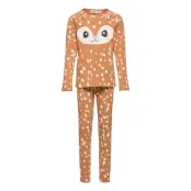 Linni Pyjamas Set Brun Molo