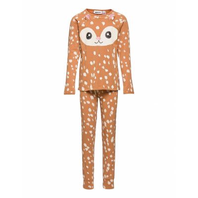 Linni Pyjamas Set Brun Molo