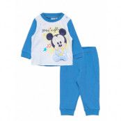 Long Pyjama In Box Pyjamas Set Blå Mickey Mouse