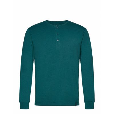 Lounge Henley Cotton Bamboo Tops T-shirts Long-sleeved Navy Panos Emporio