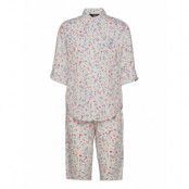 Lrl 3/4 Roll Tab Slv His Shirt Capri Pj Pyjamas Vit Lauren Ralph Lauren Homewear