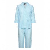 Lrl 3/4 Sl. Notch Collar Capri Pj Set D2 Pyjamas Blå Lauren Ralph Lauren Homewear