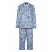 Lrl 3/4 Sl. Notch Collar Long Pant Pj Pyjamas Blå Lauren Ralph Lauren Homewear