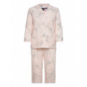 Lrl 3/4 Sl. Notch Collar Long Pj Set Pyjamas Multi/mönstrad Lauren Ralph Lauren Homewear