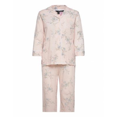 Lrl 3/4 Sl. Notch Collar Long Pj Set Pyjamas Multi/mönstrad Lauren Ralph Lauren Homewear