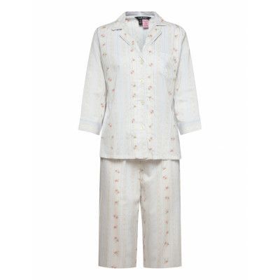 Lrl 3/4 Sl. Notch Collar Long Pj Set Pyjamas Multi/mönstrad Lauren Ralph Lauren Homewear