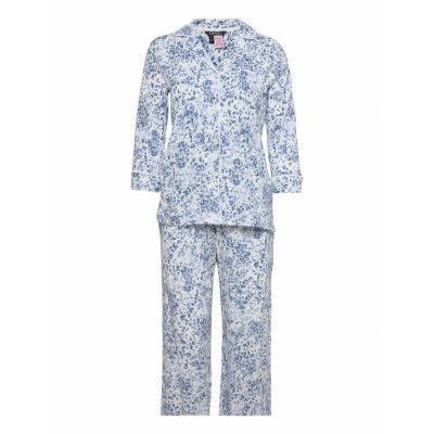 Lrl 3/4 Sl. Notch Collar Long Pj Set Pyjamas Multi/mönstrad Lauren Ralph Lauren Homewear