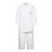 Lrl 3/4Sl. His Shirt Long Pant Pj Set Pyjamas Vit Lauren Ralph Lauren Homewear