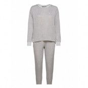 Lrl Crew Top & Jogger Pant Pj Set Grey Dot Pyjamas Grå Lauren Ralph Lauren Homewear
