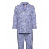 Lrl Heritage 3/4 Sl Classic Notch Pj Set Pyjamas Blue Lauren Ralph Lauren Homewear