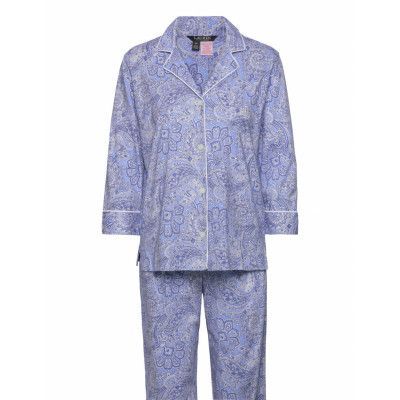 Lauren Ralph Lauren Homewear Lrl Heritage 3/4 Sl Classic Notch Pj Set Blå
