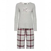 Lrl Knit Top Long Pant Pj Folded Pyjamas Grå Lauren Ralph Lauren Homewear
