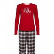 Lrl Knit Top Long Pant Pj Folded Pyjamas Röd Lauren Ralph Lauren Homewear