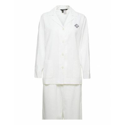 Lrl Long Sl. Notch Collar Pant Pj Set Pyjamas Vit Lauren Ralph Lauren Homewear