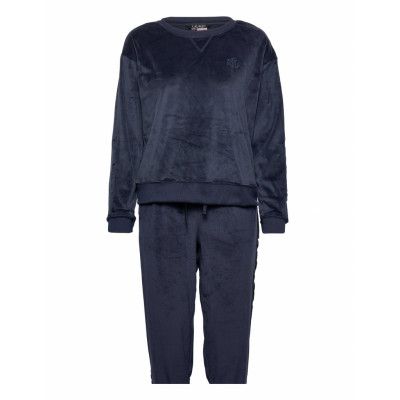 Lrl L/S Crew Nk Jogger Pant Pj Set Pyjamas Blå Lauren Ralph Lauren Homewear