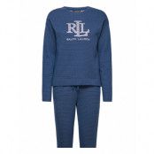 Lrl L/S Crew Nk Jogger Pj Set *Villkorat Erbjudande Pyjamas Blå Lauren Ralph Lauren Homewear