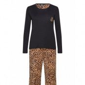 Lrl L/S Knit Top Long Fleece Pant Pj Fol Pyjamas Black Lauren Ralph Lauren Homewear