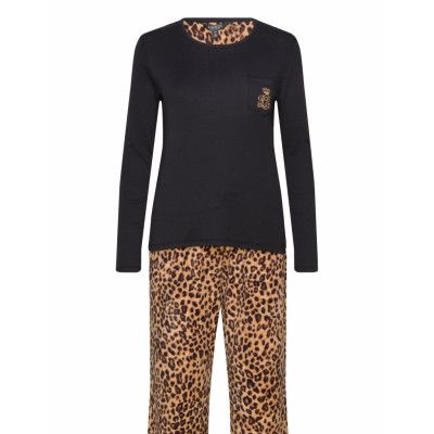 Lauren Ralph Lauren Homewear Lrl L/S Knit Top Long Fleece Pant Pj Fol Svart