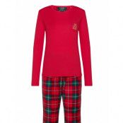 Lrl L/S Knit Top Long Fleece Pant Pj Fol *Villkorat Erbjudande Pyjamas Röd Lauren Ralph Lauren Homewear