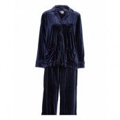 Lrl L/S Notch Coll Long Pant Pj Set Fold Pyjamas Blå Lauren Ralph Lauren Homewear