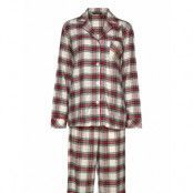 Lrl L/S Notch Collar Long Pant Pj Folded *Villkorat Erbjudande Pyjamas Creme Lauren Ralph Lauren Homewear