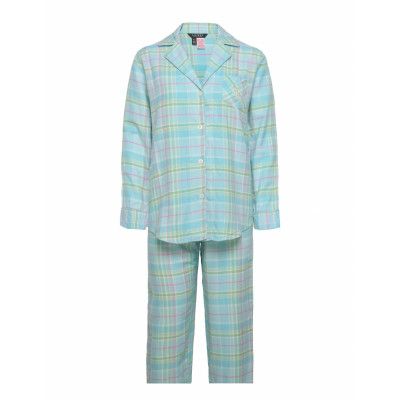 Lrl L/S Notch Collar Long Pant Pj Set Pyjamas Multi/mönstrad Lauren Ralph Lauren Homewear