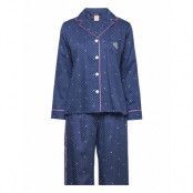 Lrl L/S Notch Collar Pj Set Pyjamas Blå *Villkorat Erbjudande Lauren Ralph Lauren Homewear