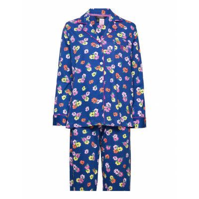Lrl L/S Notch Collar Pj Set Pyjamas Blue Lauren Ralph Lauren Homewear