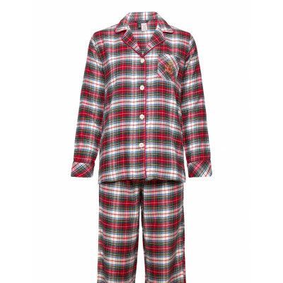 Lrl L/S Notch Collar Pj Set Pyjamas Multi/mönstrad Lauren Ralph Lauren Homewear