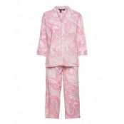 Lrl Notch Collar Capri Pant Pj Set 3/4 Pyjamas Rosa Lauren Ralph Lauren Homewear