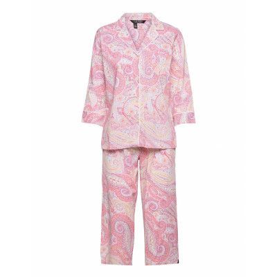 Lrl Notch Collar Capri Pant Pj Set 3/4 Pyjamas Rosa Lauren Ralph Lauren Homewear