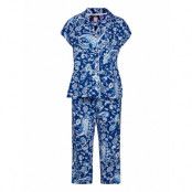 Lrl Notch Collar Capri Pj Set Dolman Sl Pyjamas Blå Lauren Ralph Lauren Homewear