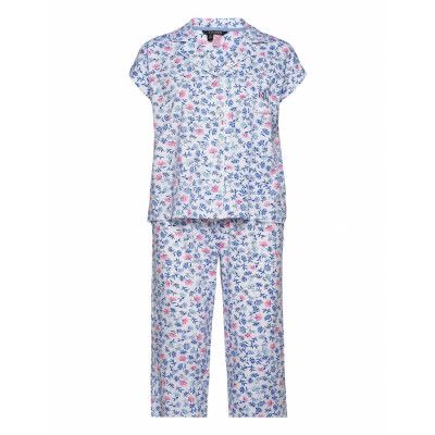 Lrl Notch Collar Capri Pj Set Dolman Sl Pyjamas Blå Lauren Ralph Lauren Homewear