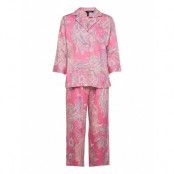 Lrl Notch Collar Long Pant Pj Set 3/4 Pyjamas Rosa Lauren Ralph Lauren Homewear