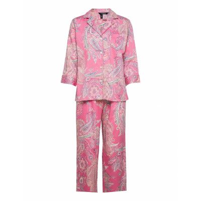 Lrl Notch Collar Long Pant Pj Set 3/4 Pyjamas Rosa Lauren Ralph Lauren Homewear