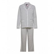 Lrl Notch Collar Long Pant Pj Set Grey Heather Pyjamas Grå Lauren Ralph Lauren Homewear
