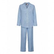 Lrl Notch Collar Long Pant Pj Set Pyjamas Blå Lauren Ralph Lauren Homewear