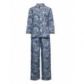Lrl Notch Collar Long Pant Pj Set *Villkorat Erbjudande Pyjamas Blå Lauren Ralph Lauren Homewear