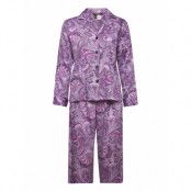 Lrl Notch Collar Long Pant Pj Set *Villkorat Erbjudande Pyjamas Lila Lauren Ralph Lauren Homewear