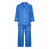 Lrl Notch Collar Pj Set 3/4 Sl Pyjamas Blå Lauren Ralph Lauren Homewear