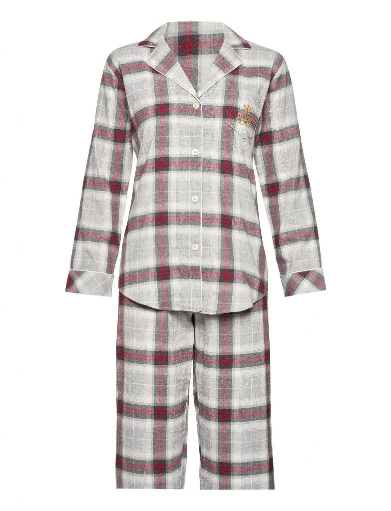 Lrl Notch Collars Pj Set Folded Pyjamas Grå Lauren Ralph Lauren