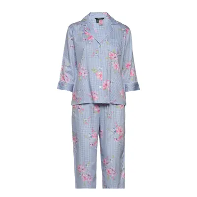 Lrl Pointed Notch Collar Pj Set Pyjamas Blå Lauren Ralph Lauren Homewear
