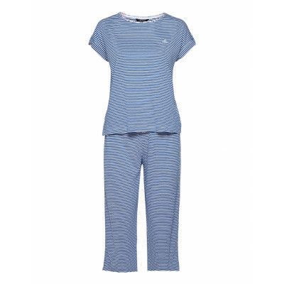 Lrl Roll Cuff Capri Pj Set S/Sl Pyjamas Blå Lauren Ralph Lauren Homewear