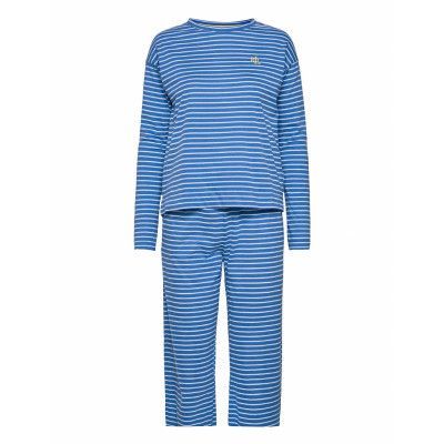 Lrl Round Neck Long Pant Pj Set L/Sl Pyjamas Blå Lauren Ralph Lauren Homewear