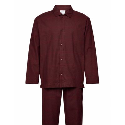 Calvin Klein L/S Button Down Pant Set Burgundy