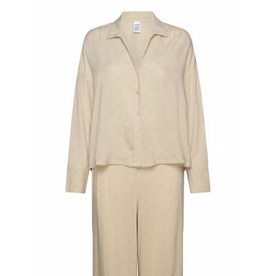 Calvin Klein L/S Buttondown & Pant Sleep Set Beige