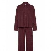 Calvin Klein L/S Buttondown & Pant Sleep Set Burgundy