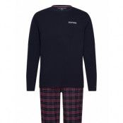 Tommy Hilfiger Ls Flannel Pj Set Print Marinblå