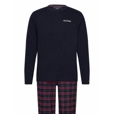 Tommy Hilfiger Ls Flannel Pj Set Print Marinblå